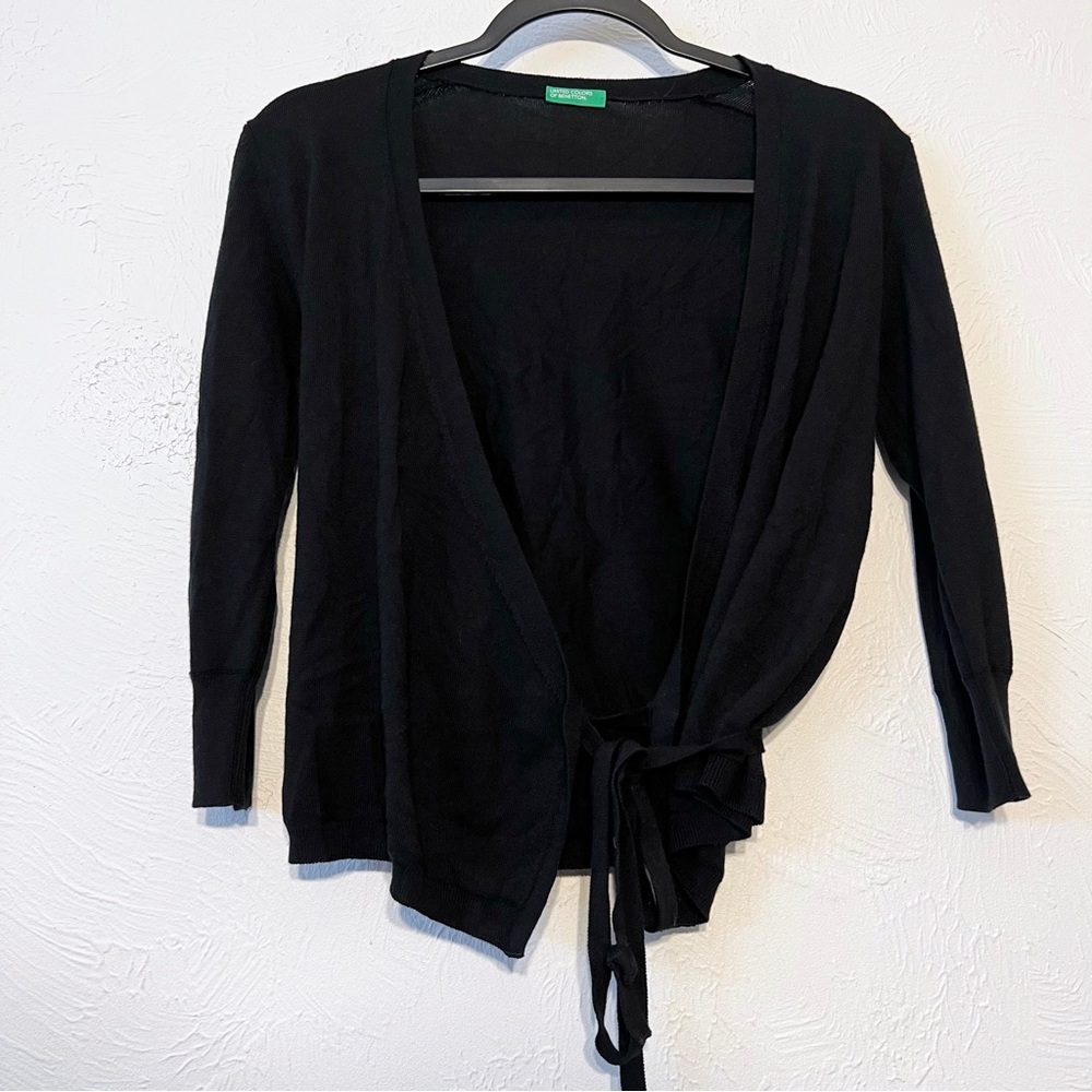 United Colors of Benetton Black Viscose Wrap Cardigan Size XS